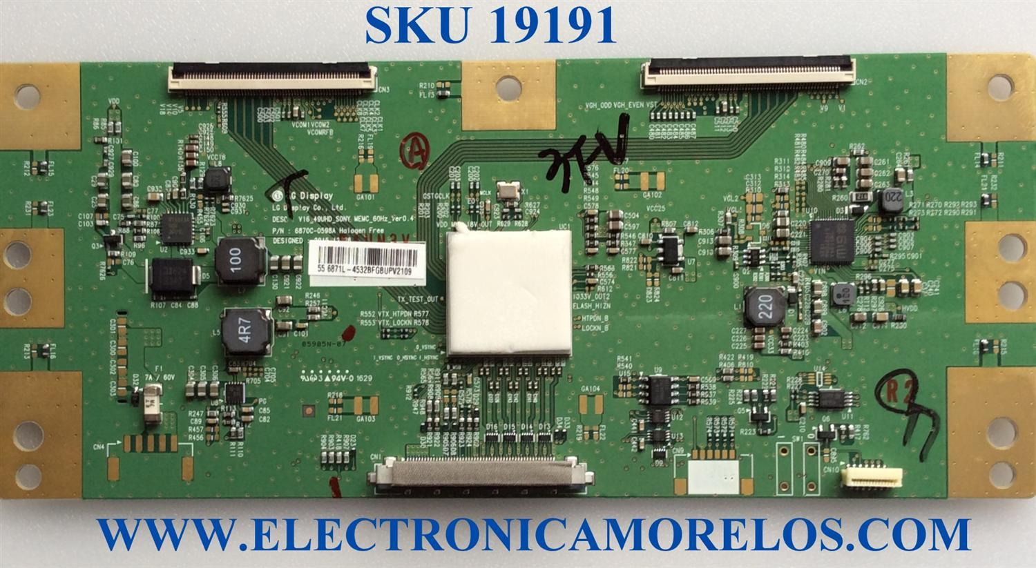T-CON / SONY 6871L-4532B / 6870C-0598A / 4532B / 1-897-034-11 / PANEL YS6S550CNG02B / MODELOS XBR-55X700D / XBR-55X707D / XBR-55X705D